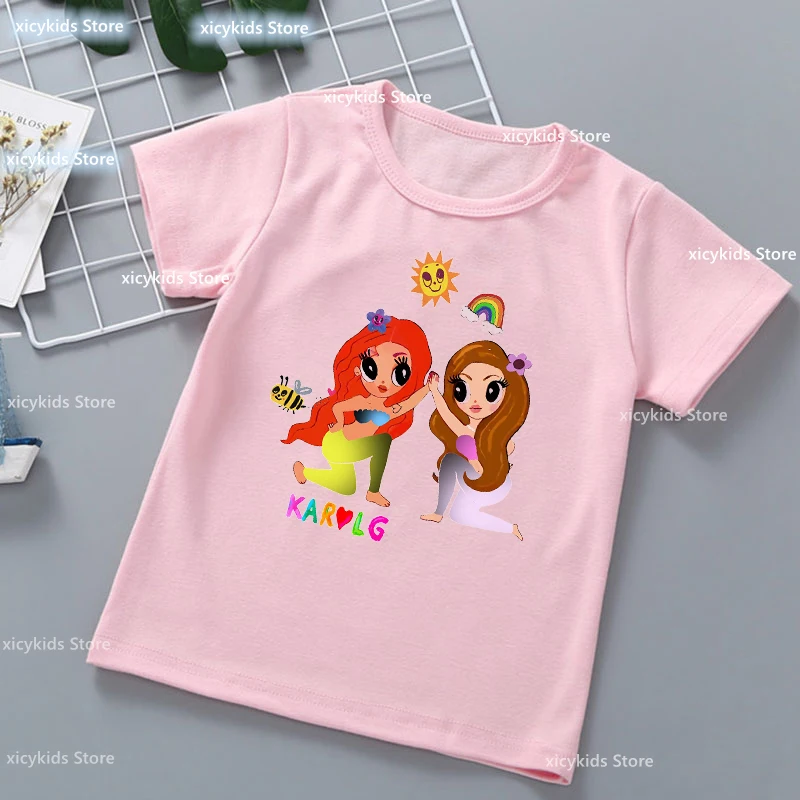 New Girls\' T-Shirt Karol G Bichota Graphic Print Kids Tshirt Fashion Harajuku Girls\' Clothing Summer Short Sleeve Top Wholesale