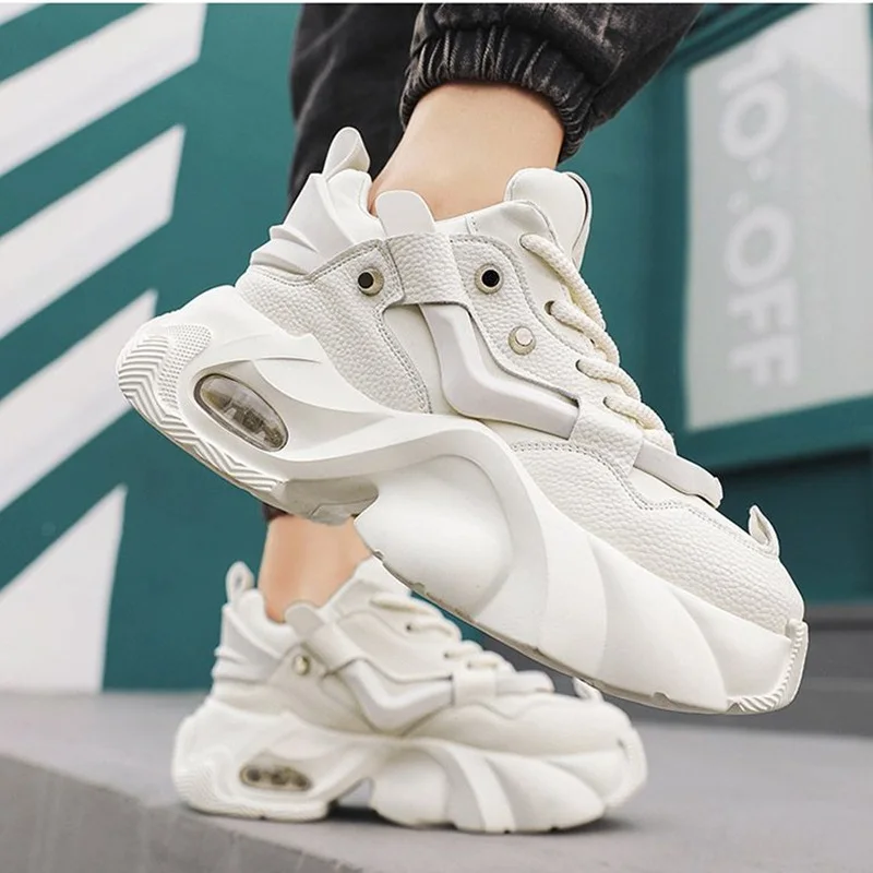 BKQU Brand Spring/Summer 2024 New Trend Thick Soles Dad Shoes Tire Shape Sole Trend Rivet Shoes Punk 5 Cm