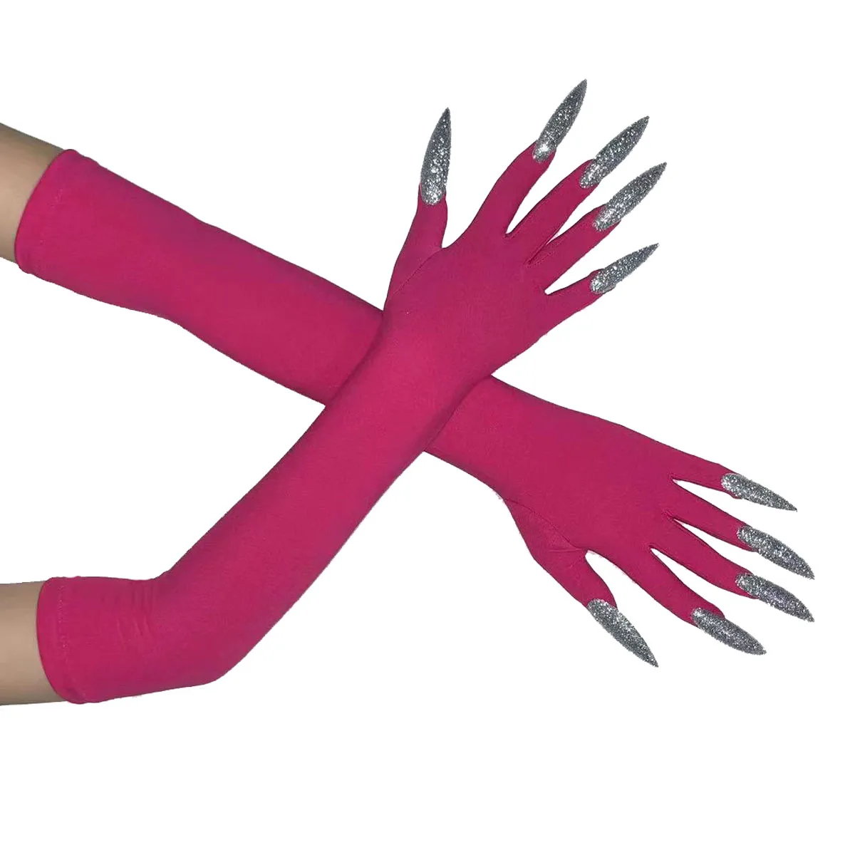 Halloween Ghost Claw Gloves - Cosplay Dress Up with Black Long Nails