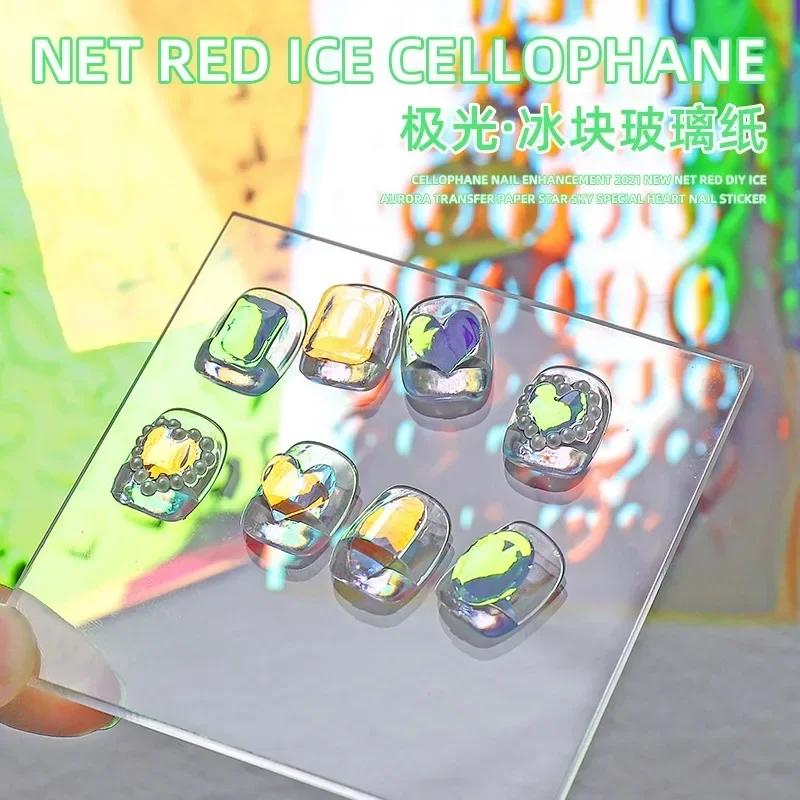 네일 아트 전사 레이저 쥬얼리 캔디 스티커, 크롭 페이퍼 카멜레온 매니큐어 장식