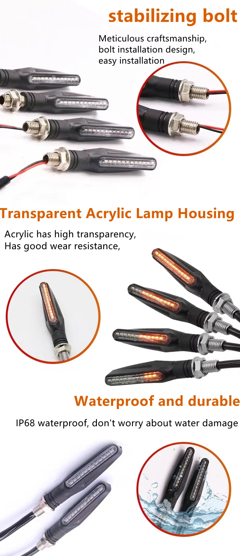 Universal Motorcycle Turn Signal Light Built Relay 12V Flasher Moto Led Flowing Water Blinker Bendable Flashing Signals Lamp