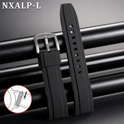 Universal Quick Release Silicone Sport Watch Band, Waterproof Rubber Wristband - 22mm (Black)