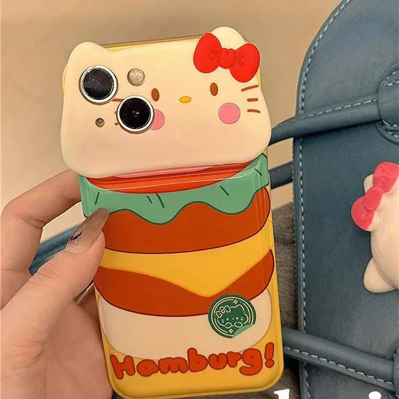 

Kawaii Anime Hello Kittys Protective Sleeve Sanrio Phone Case Cartoon Iphone14 13 12 11Promax Cute Kt Cat Plush Toys Girls Gifts