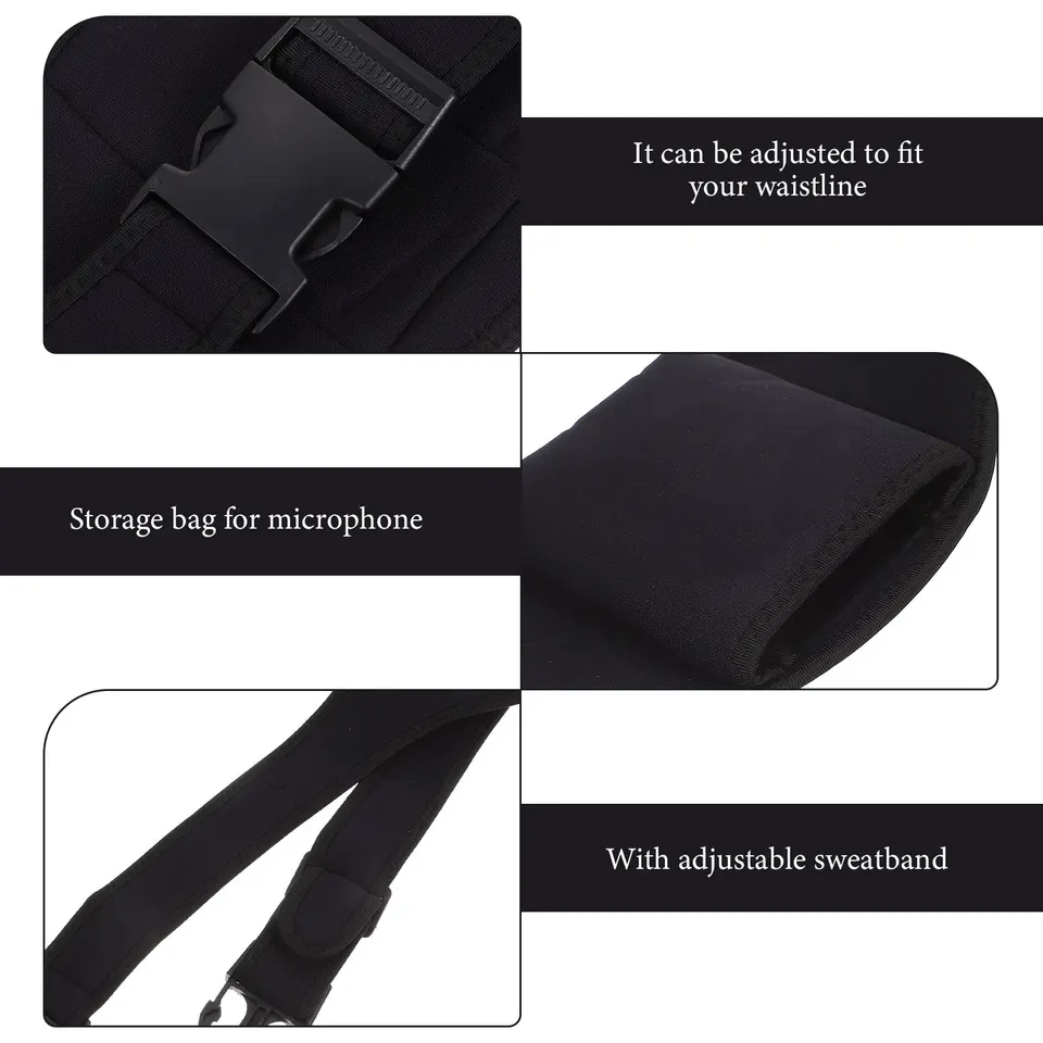 2 stuks microfoonriem, microfoonriem, fitnessinstructeur, draagtas, verstelbare heuptas, zweetabsorberende riem, neopreen 2 stuks microfoonriem, microfoonriem, fitnessinstructeur, draagtas, verstelbare heuptas, zweetabsorberende riem, neopreen