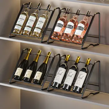 Portabottiglie per Vino e Birra, Scaffale Impilabile per Whisky, Espositore in Ferro per Buffet, Accessori per Bar e Arredamento Casa
