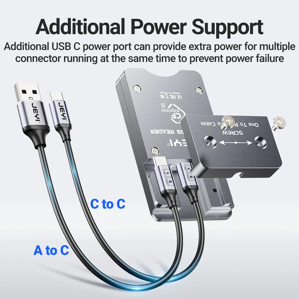 Jeyi-leitor de Cartões Cfexpress com Caixa de Alumínio Adaptador de Cartão de Memória Windows Macos Android Usb 3.2 Gen2 10gbps cf e tipo b - Imagem 3