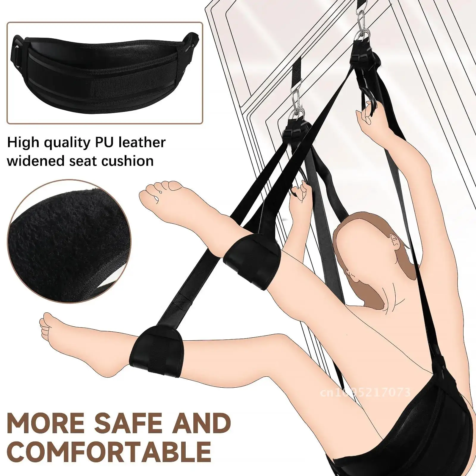 BDSM couple swing, adjustable ceiling swing with triangular cushion, furniture adult and suspension sling toy device indoor