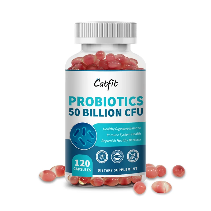 Catfit Organic Probiotics Blend Capsules with Enzyme Digestive Balance Nutrition Absorption Beauty Health Fitness 50 Billion CFU