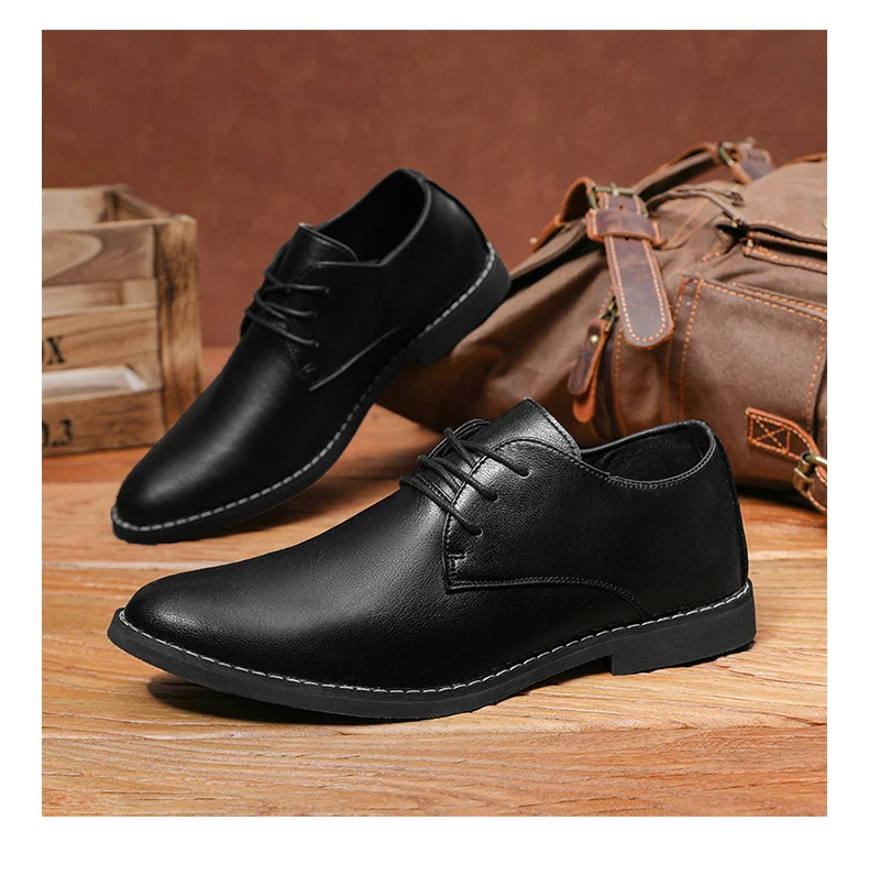 2023 New High-top Men's Casual Leather Shoes Classic White Business Men's Derby Shoes Fashion Pointed toe Dress Shoes Men Oxford