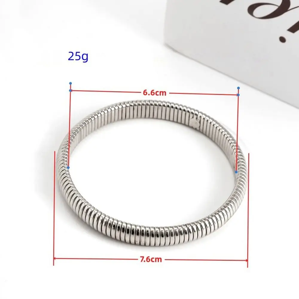 Women Girls Simple Design Elastic Bracelet Fashion Stainless Steel Punk Style Spiral Bracelet Hip Hop Waterproof Vintage Bangle