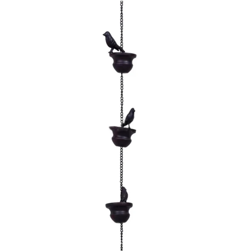 2.4 Meter Rain Chain Black-Bird Rain Chain Water Drain Gutter for Garden Park Home Roof Downspout Decoration with Hanger stainless steel chains,rain chain adapter