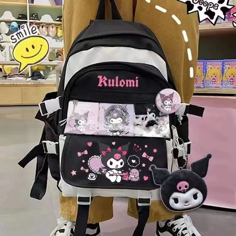 

Рюкзак My Melody Kuromi для женщин, вместительная Водонепроницаемая школьная сумка для ноутбука с мультяшным рисунком аниме, периферийные принадлежности