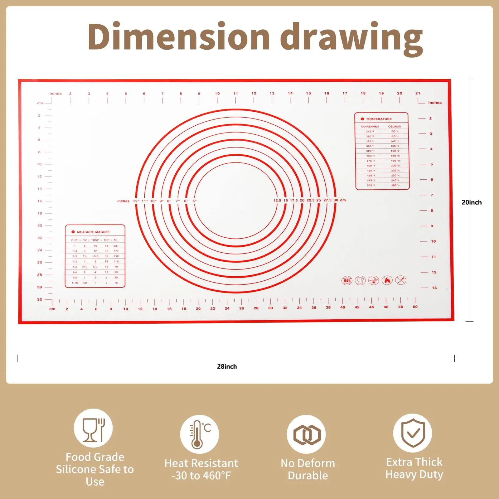 Oversize 80/70/60cm Silicone Baking Mat Rolling Kneading Pad Pastry Tools Crepes Pizza Dough Non-Stick Silicone Mat For Kitchen