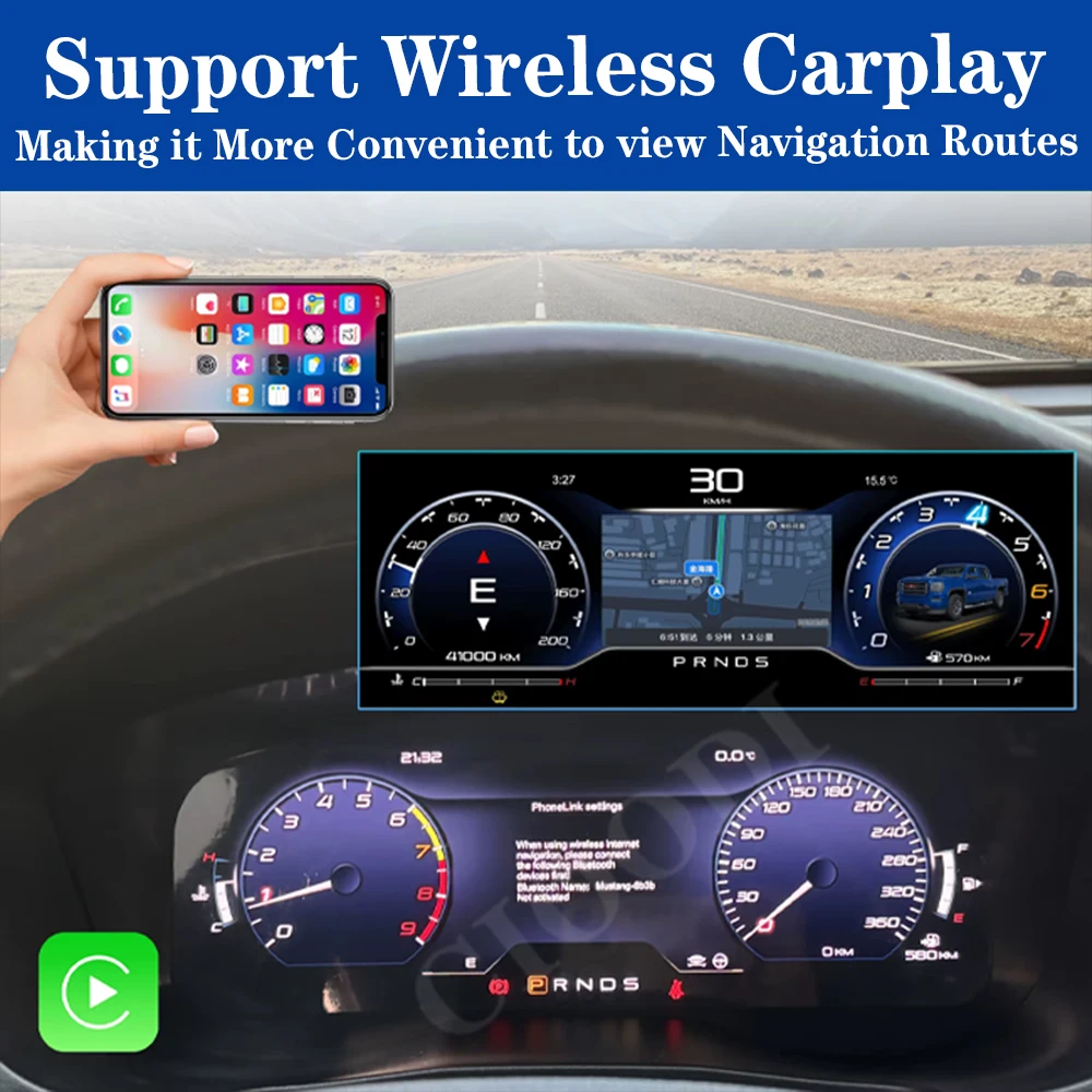 Panel de instrumentos digital de 12,3" para Ford Explorer 2016-2018 Virtual Cockpit Odómetro Velocímetro Pantalla Contador Tablero CarPlay 3