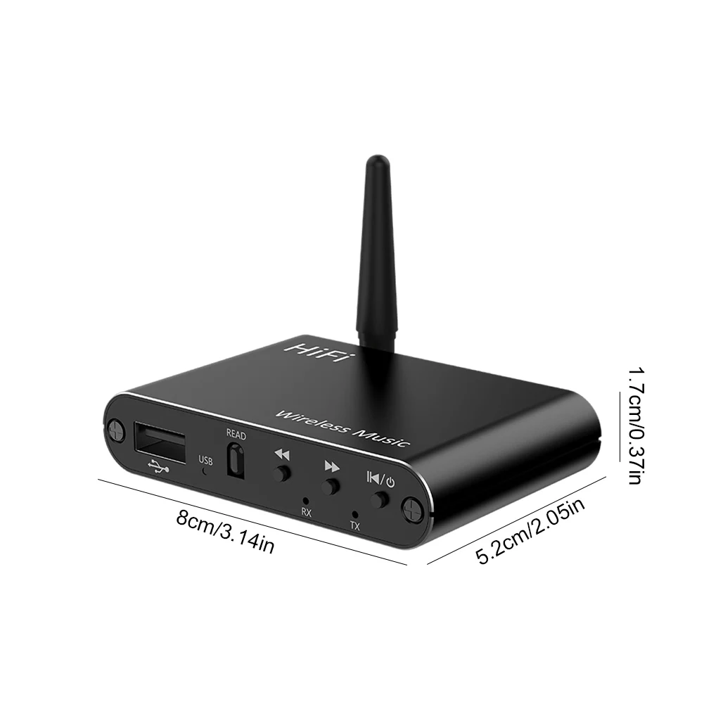 블루투스 호환 5.4 오디오 어댑터 3.5mm Aux HiFi 스테레오 오디오 수신기 BT/U-Disk 재생(리모컨 포함) TV 홈 스테레오용