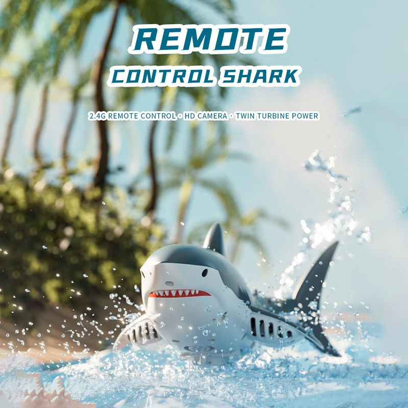 Jouet Piscine RC Bateau Requin Télécommandé 2,4GHz - Jouet Piscine étanche Pour Enfants Poisson Télécommandé