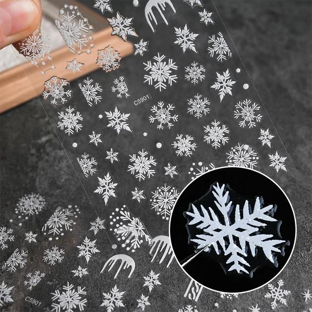 3-d White Glitter Snowflake Stickers