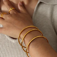 Simple Round Women's Stainless Steel Bracelet Rose Gold Color Silver 5 Sizes High Quality Gold-plated Bangle Jewelry Wholesale 2