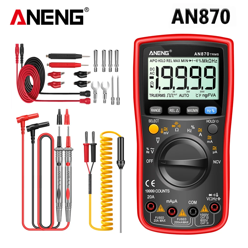 ANENG AN870 Digital Multimeter 19999 Counts True Rms Multimeters Transistor Tester Voltimetro Profesional Capacitance Meter 6
