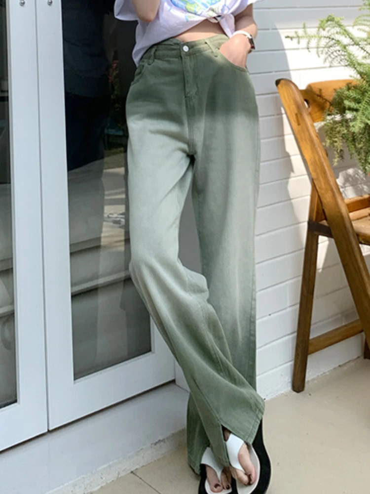2023 calças de brim mulher casual cintura alta perna larga calças