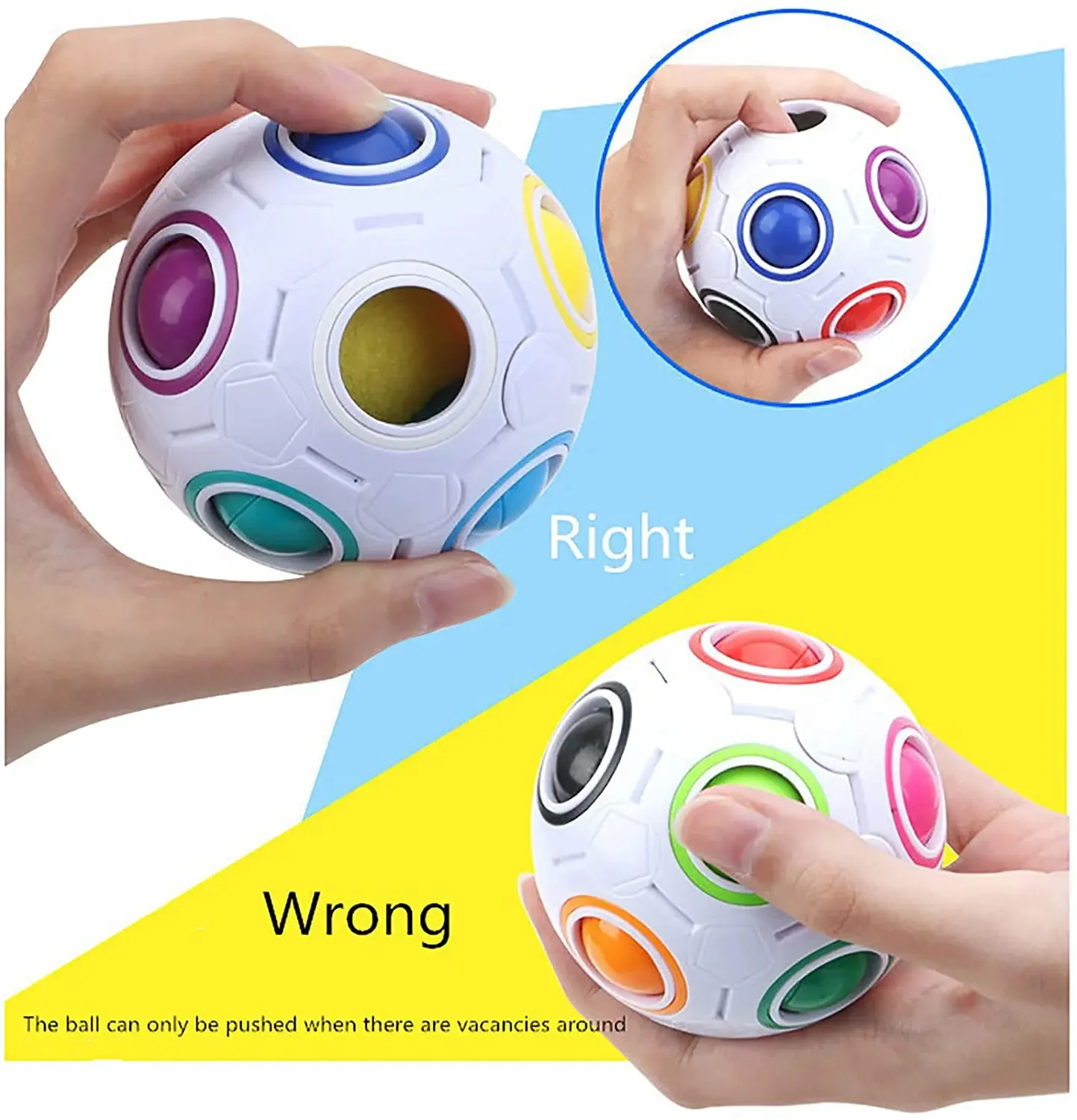 Rainbow Puzzle Ball Magic Speed Cube Ball Fun Stress Reliever Magic Ball Sensory Toys Puzzle Fidget Ball for Kids Autism Adults 4