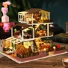 DIY Wooden Miniature Model Kit Big Romantic Casa 3D Puzzle European Villa Dollhouse With Furniture Lights Friends Birthday Gifts 2