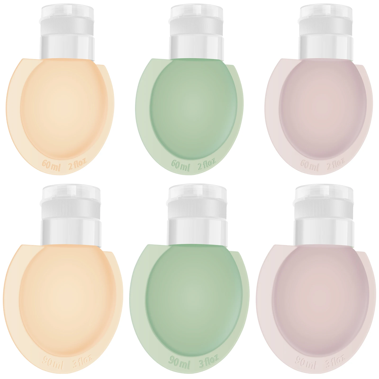 

Герметичный силиконовый дорожный контейнер, многоразовый дорожный мини-контейнер для туалетных принадлежностей, 6 шт., 60 мл, 90 мл