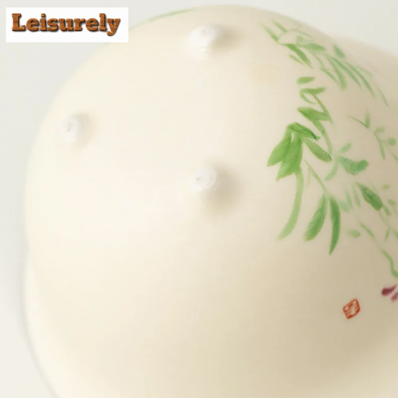 Off-white Hand Painted Flowers Travel Tea Set Kit Retro 1 Bowl 3 Cups Tea Maker Organizer Portable Outdoor Stock Bags Ornaments