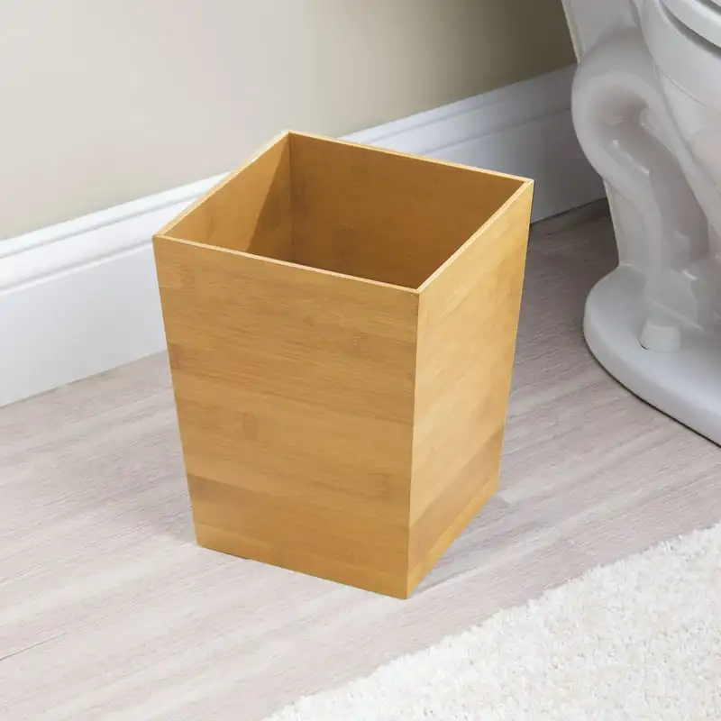 

Wastebasket Trash Can, Bamboo Garbage bin for bathroom Kitchen trash can Black square bathroom trash can мусорное вед