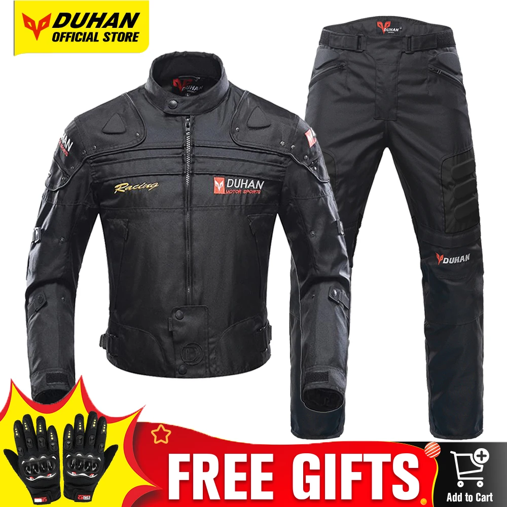 DUHAN-오토바이 자켓, 방수 바디 보호 장비, 모토크로스 탈착식 보온 라이너 방풍 남성 모토 사이클링 자켓