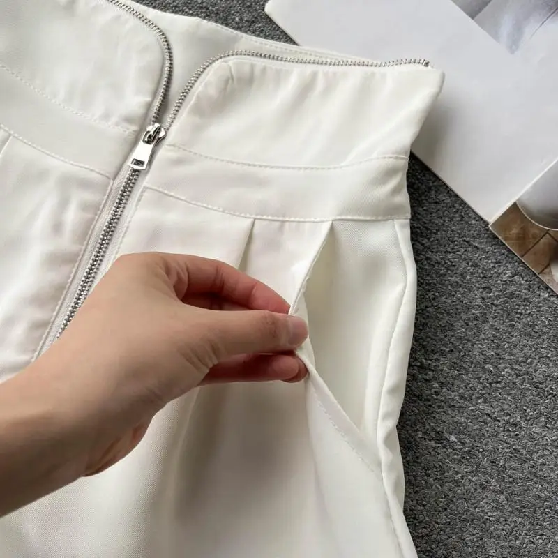 birddog shorts Zipper High Waist Shorts Women Spring Summer Black White Fashion A-word Wide Leg Short Pants Elegant Sexy Designer Hot Shorts bermuda shorts