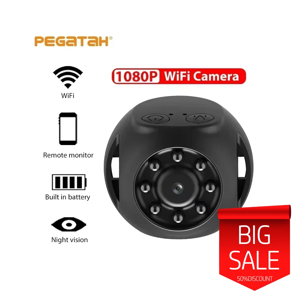 PEGATAH Mini 1080P Wifi Camera Remote Monitor Night Vision Video Recorder Wireless Micro Webcam Smart Home Security Camcorders