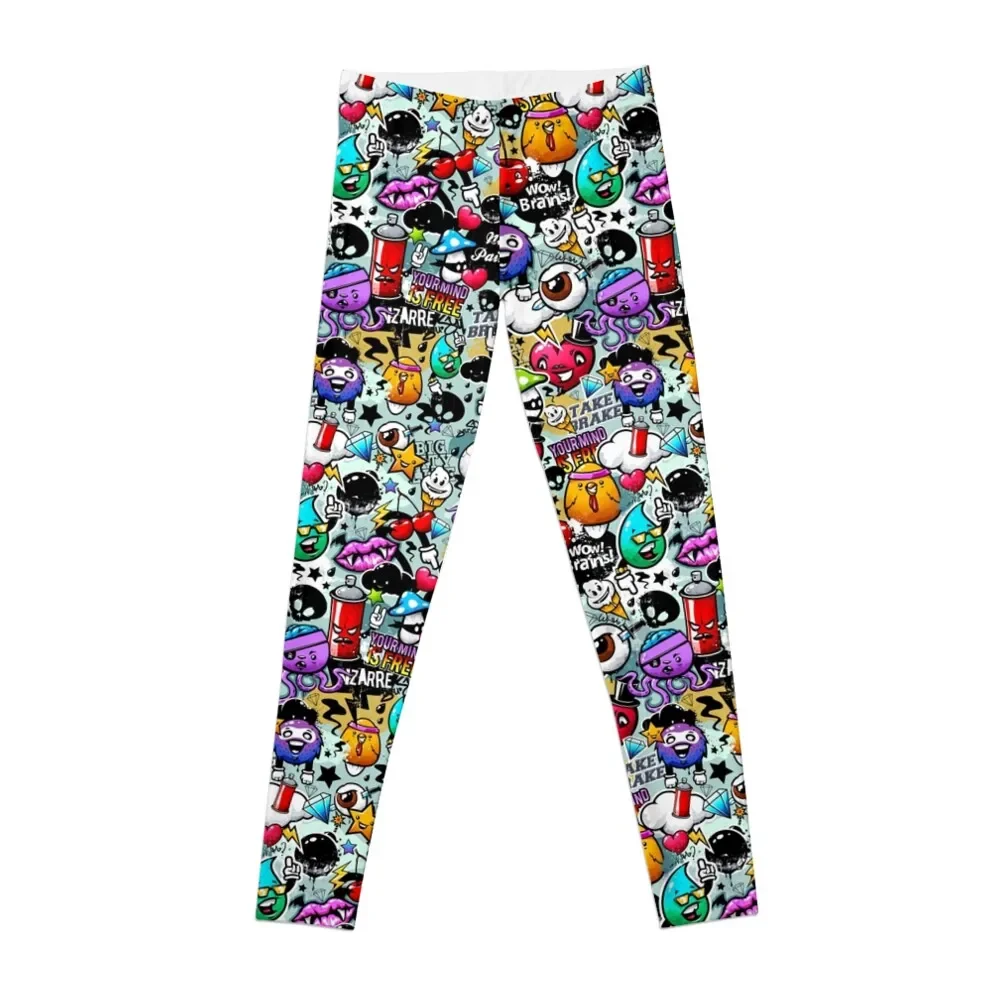 

Pop Art Graffiti Funny Comics Faces Leggings Female legging pants for girls for physical Womens Leggings