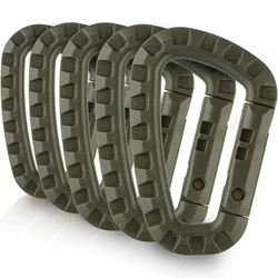 5-Piece Tactical D-Shape Carabiner Set - Durable Snap Gear Hooks for Outdoor and EDC Essentials (Army Green)