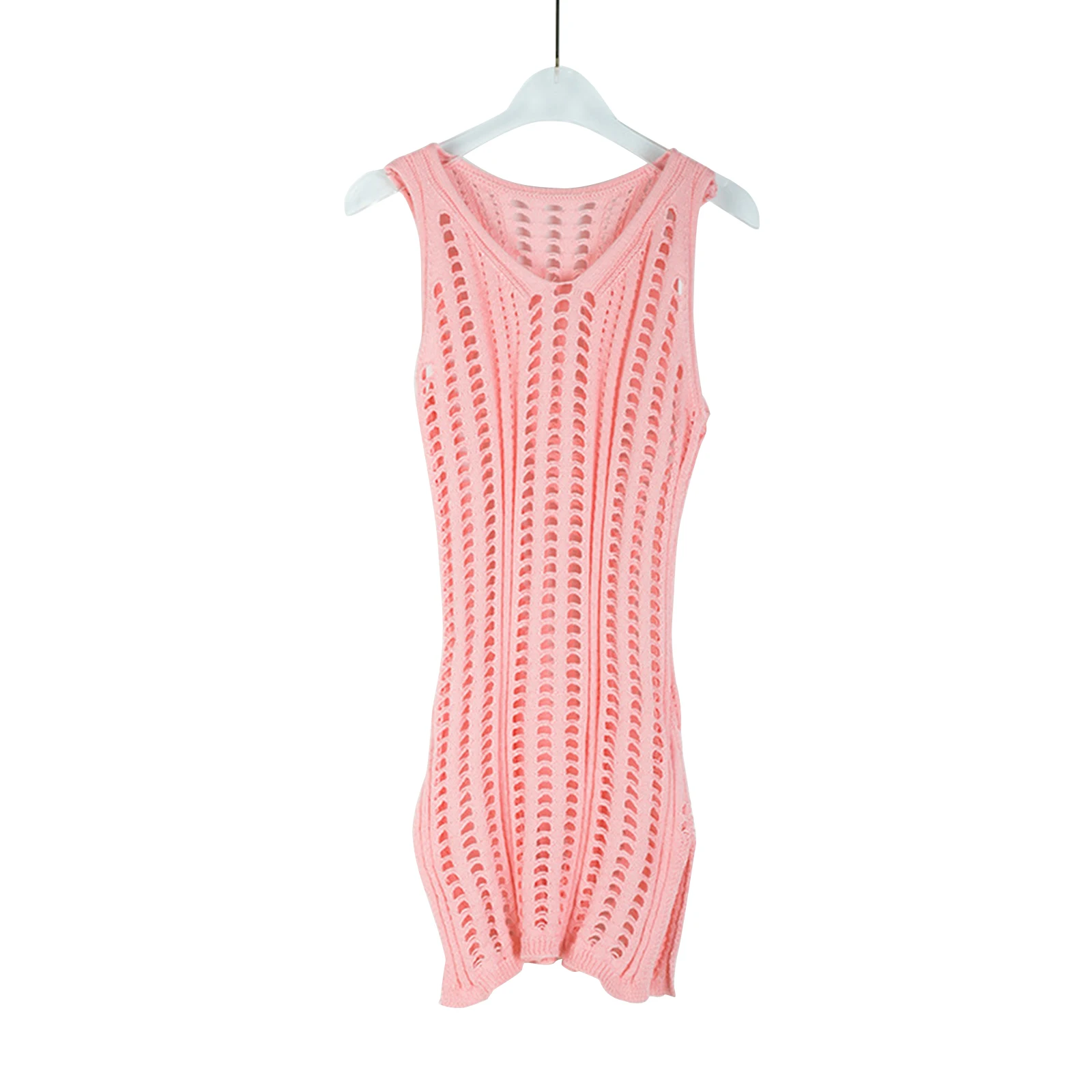 

Beach Dress Swimwear Bikini Cover Up Dress Hollow Out Sleeveless Swimsuit Womens Crochet Bathing Suit Beachwear Dress