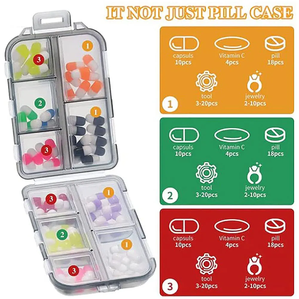 Travel Pill Organizer w Lables, Small 10 Grid Compartments Pocket Pharmacy,  Handy Pill Holder Box - Portable Medicine Container - AliExpress