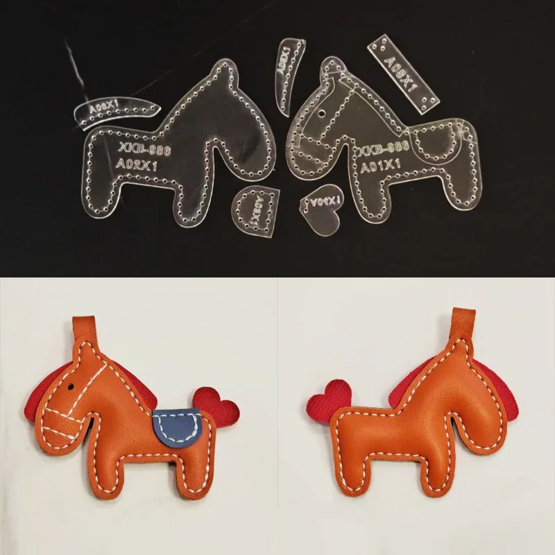 Leather Craft Template Sewing Template 1Set New DIY Leather Craft pony Keychain Pendant Sewing Pattern Acrylic template