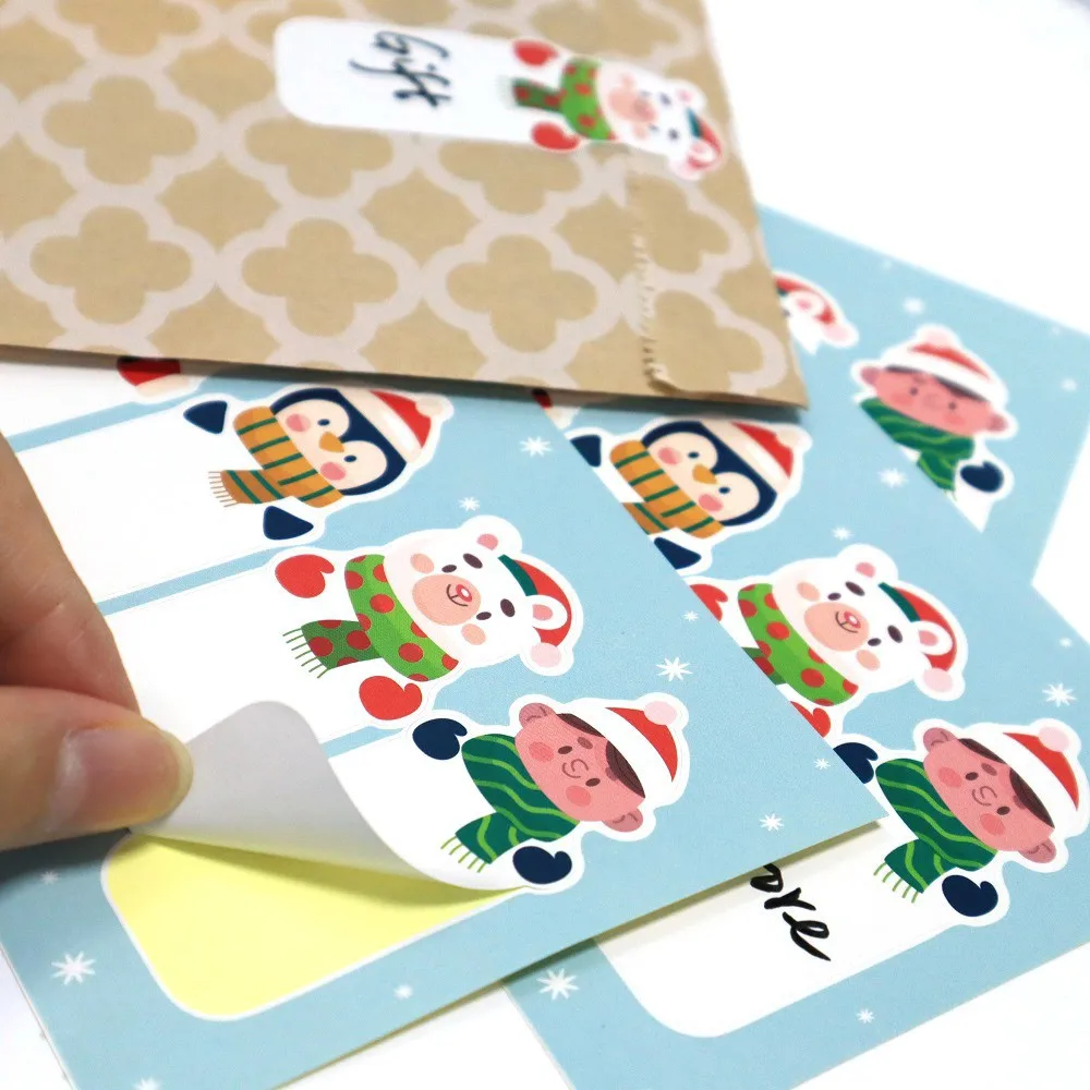 10-40Pcs 12,5 x9cm Frohe Weihnachten Aufkleber Mode Cartoon Nette Etiketten Für Geschenk Dekorative Paket Verpackung Geschenk Box – Detail 12
