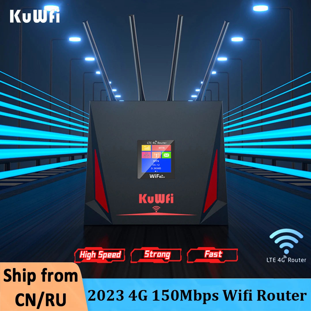 Kuwfi 4G Router Wifi 150Mbps Router Wifi Wireless Slot Per Scheda Sim Rj45 Router A Banda Larga Lte 4G Router Wireless Copertura Hotspot