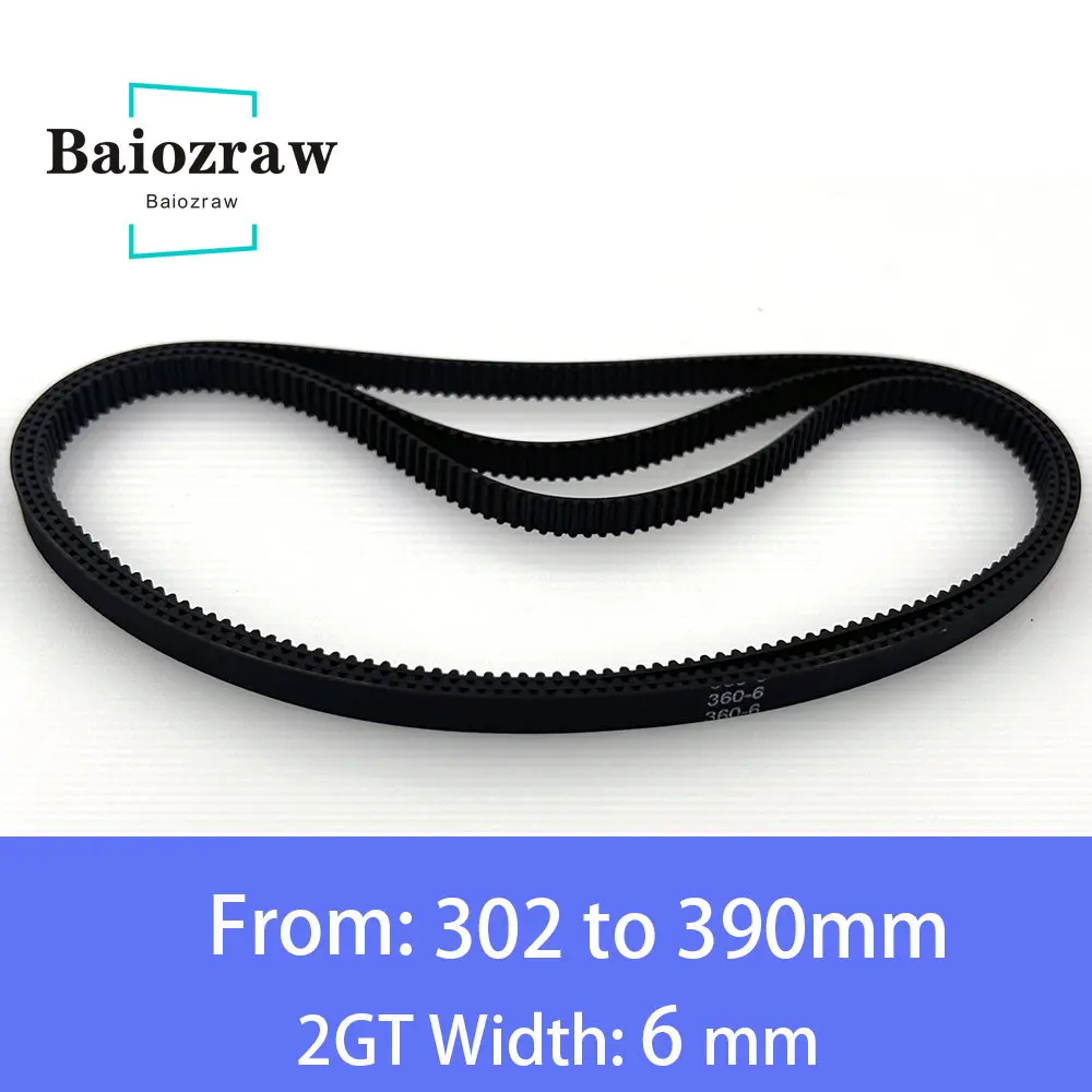 3D Printer Parts GT2 6mm Closed Loop Rubber Timing Belt 302 308 320 330 336 340 348 350 358 360 370 376 380 386 390mm 2GT 1pcs 3d printer parts gt2 6mm closed loop rubber timing belt 1512 1520 1524 1540 1600 2000 2500 3000 3230 3600mm 2gt 1pcs