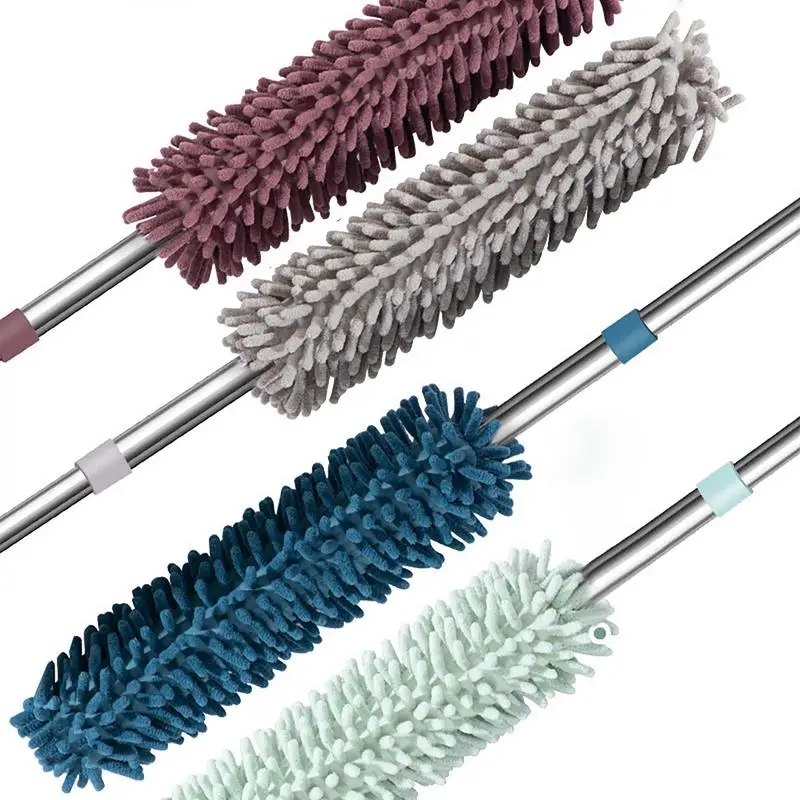 

E Telescopic Duster Steel Dust Brush Household Dust Clean Remover Chenille Dust Duster For Ceiling Fan Household Cleaning Tool