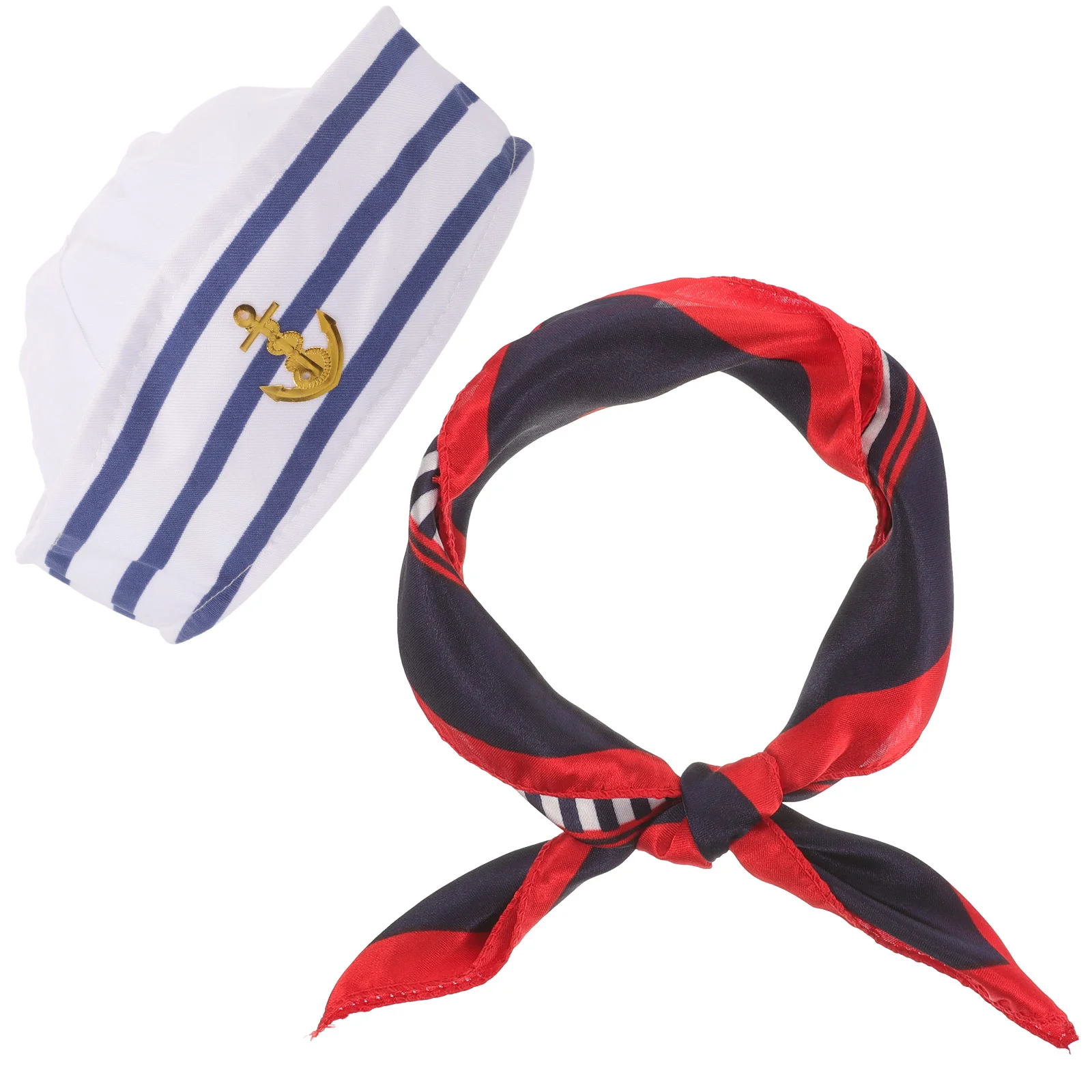 Captain Hat Scarf Set Decorative Sailor Costume Accessory Soft Lightweight Breathable Cosplay Prop Sailing Party Fancy Dress