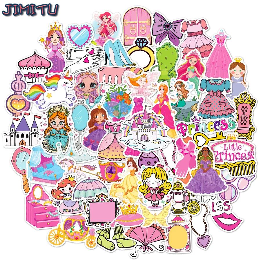 articles 70 PCS Cartoon Princess Stickers Fantasy Fairy Tale Stickers Cute Articles Decals For DIY Laptop Skateboard Bicycle Mobile Phone