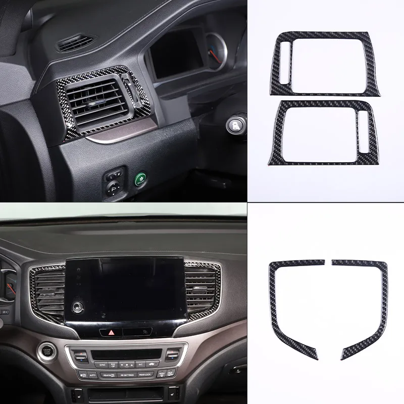 

Для Honda Pilot 2015-2022, мягкое углеродное волокно, центральное управление, приборная панель, кондиционер, решетка вентиляции, рамка, отделка, наклейки