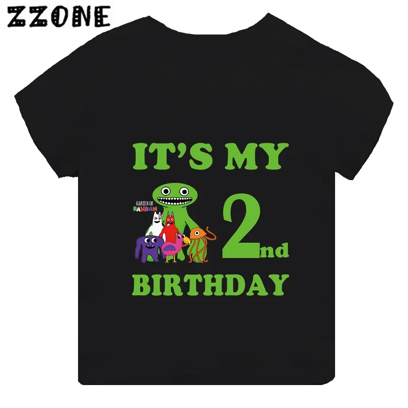 Hot Game Garten of Banban Print Kids Clothes It's My 1 2 3 4 5 6 7 8 9 Years Birthday Boys Girls T shirt Baby Children T-Shirts 2