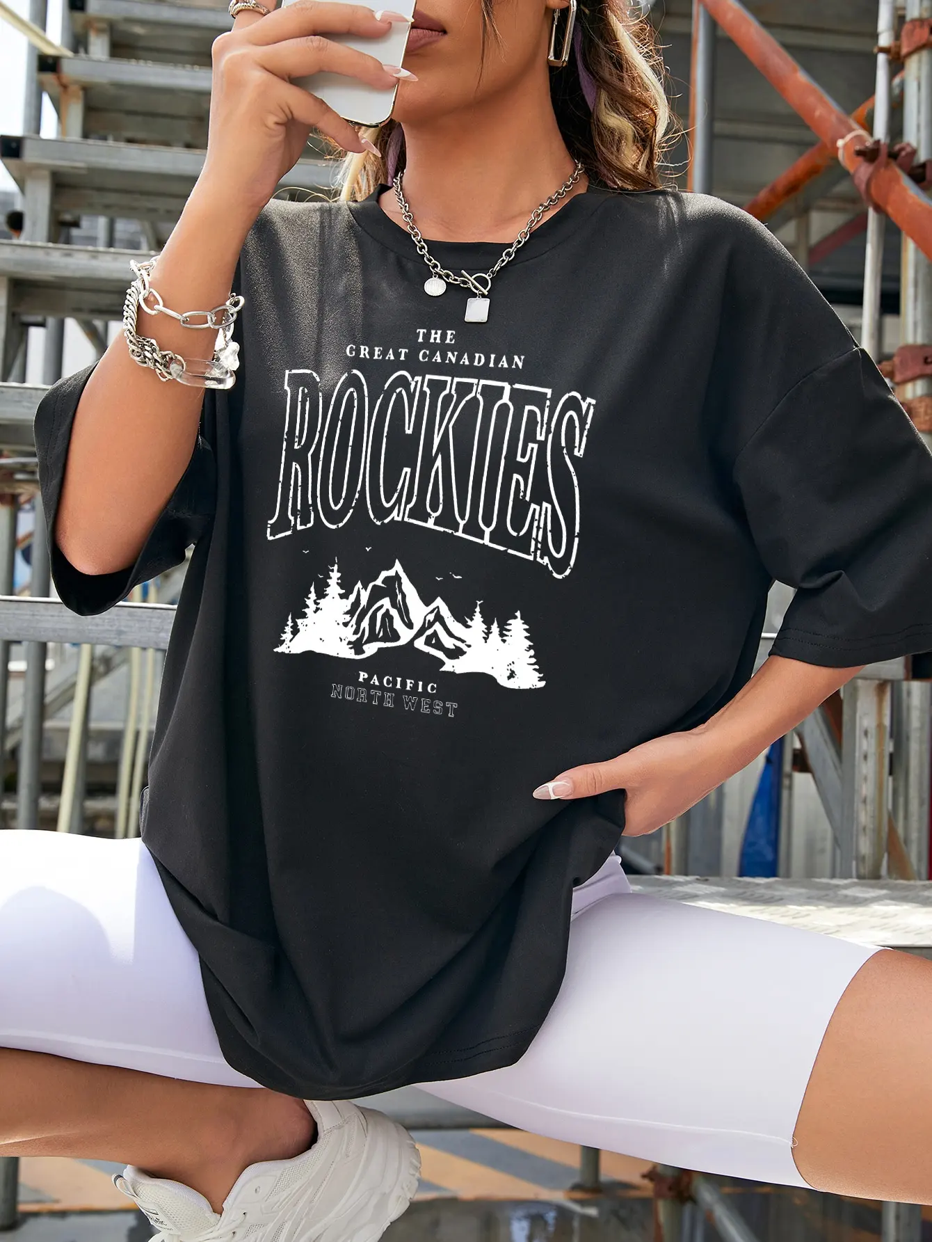 The Great Canadian Rockies Prints T-Shirt Woman Cotton Oversized Tee Shirts  Fashion Quality T Shirts Comfortable Outdoor Tshirt