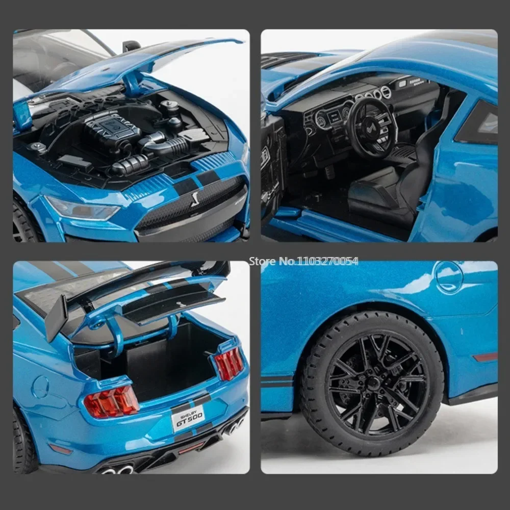 Large Size 1/18 Mustang Shelby GT500 Alloy Diecasts Sports Car Model 4 Doors Can Be Opened Metal Vehicle for Kids Toys Gift 5