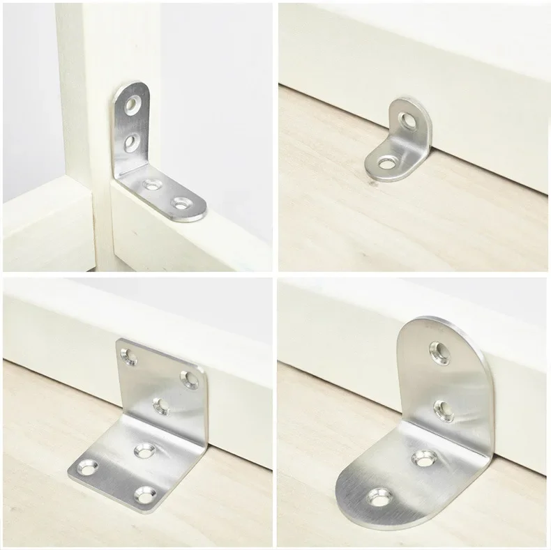 4PCS Furniture Stainless Steel Corner Code 90 degree Right Angle Wardrobe Table and Chair Fixed Bracket Square Angle Iron furniture corner bracket