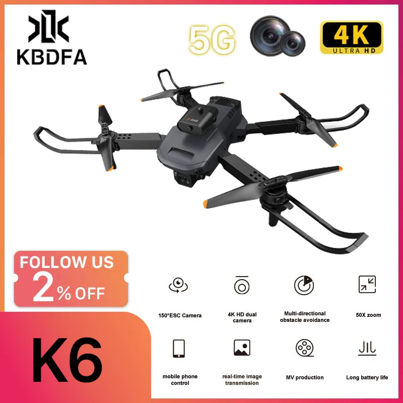 KBDFA New K6 Mini Drone 4K HD Camera Professional Dron Obstacle