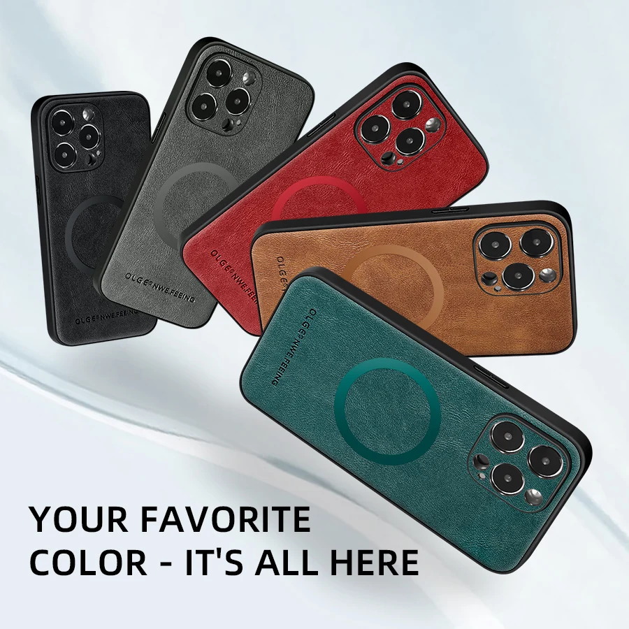 Leather MagSafe Case with Wireless Charging and Shockproof Protection